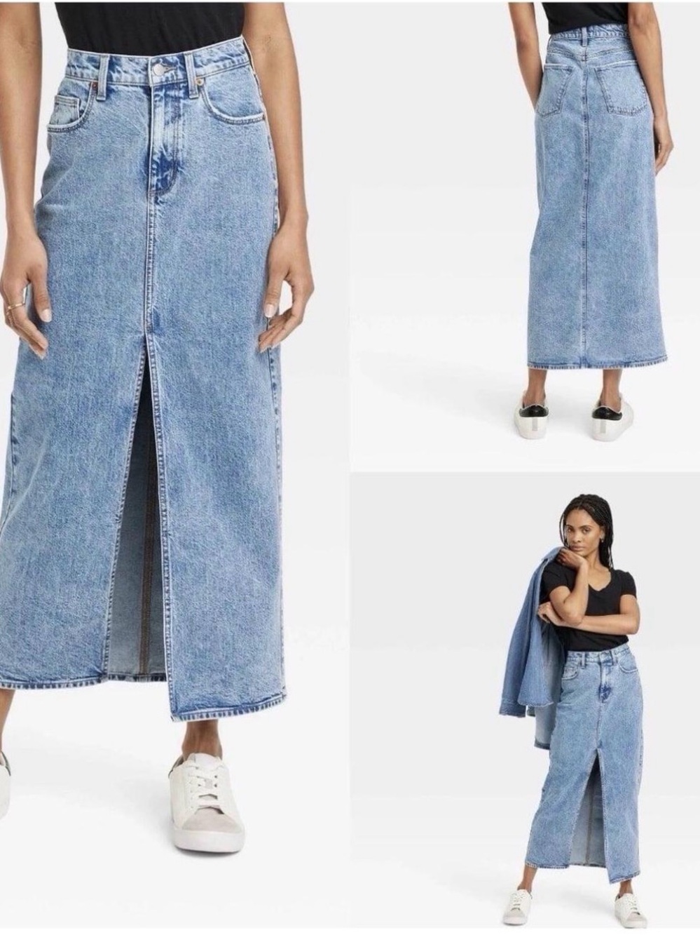 Light Blue Denim Maxi Skirt